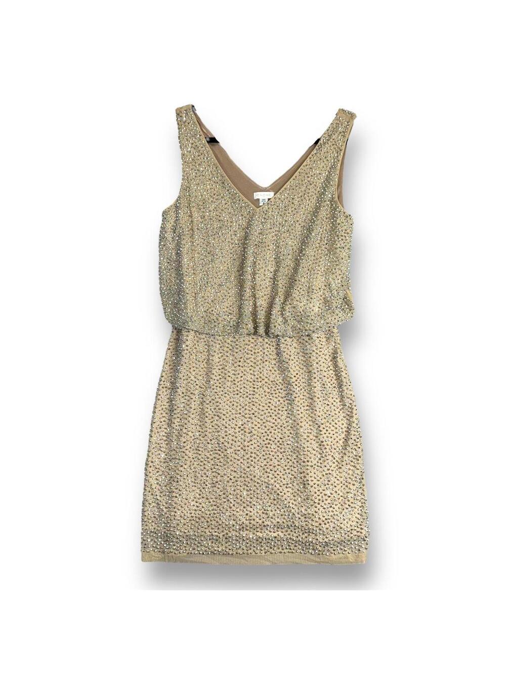 Cache Mini Dress Womens 8 Nude Rhinestone Embellished Party Glam NWT